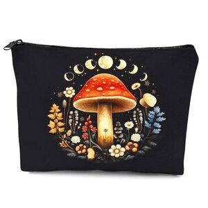 Cosmetic Bag Makeup Mushroom Moon Clutch Pouch Travel Storage Wonderland Trip